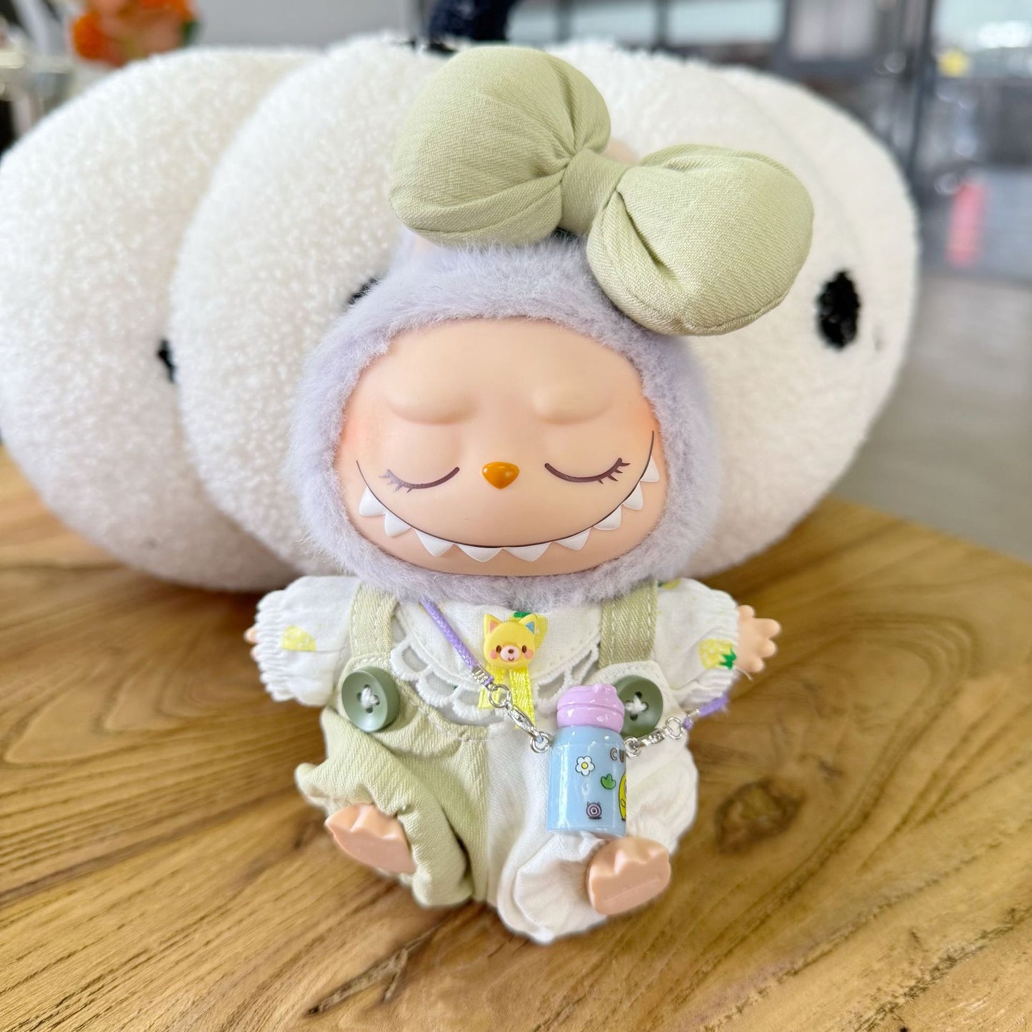 MACARO Rab Cloth Clothes Spring New Pink White Kitten Strap Suit Second Generation LABUBU Doll Cute