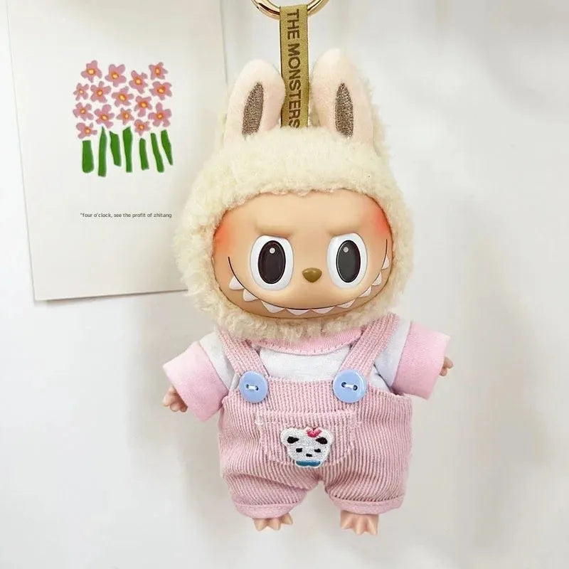 Only clothes] 17CM cloth cloth clothes 15CM doll Denim straps cartoon plaid suit hot sale