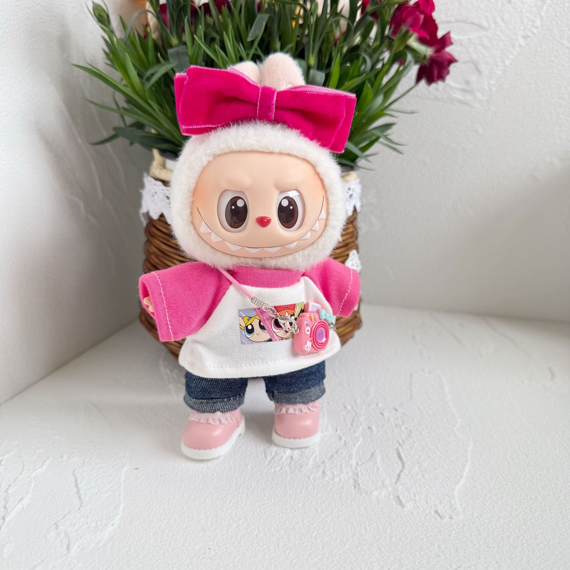 Only clothes] 17cm rabubova clothes LABUBU blind box sit party one or two generation hairband pink girl