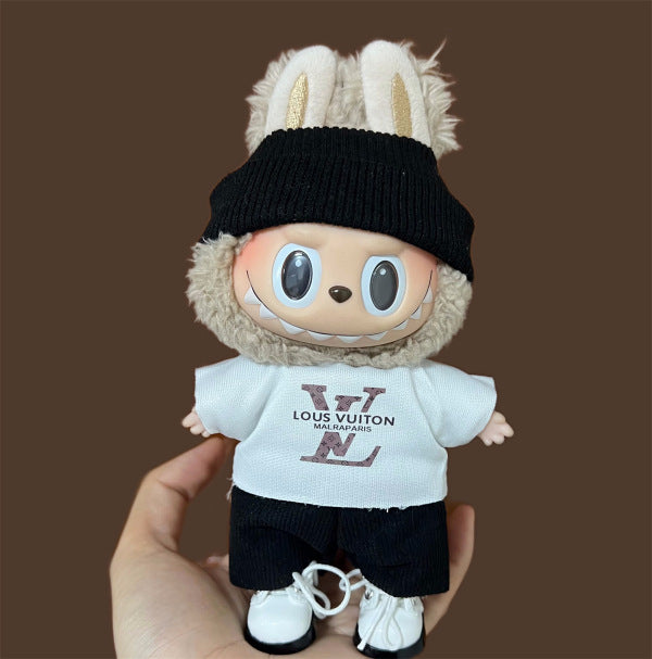 [Only Clothes] 17cm Blind Box Labubu Handmade Frog Piggy Stuffed Christmas Suit Labubu Hanging