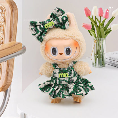 Labubu Doll Princess Dress Set with Bow - Mini Outfit for 10cm & 17cm Dolls