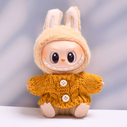 Labubu Doll Button Sweater & Hat Outfit Set for 1st & 2nd Gen Pendants