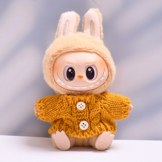 Labubu Doll Button Sweater & Hat Outfit Set for 1st & 2nd Gen Pendants