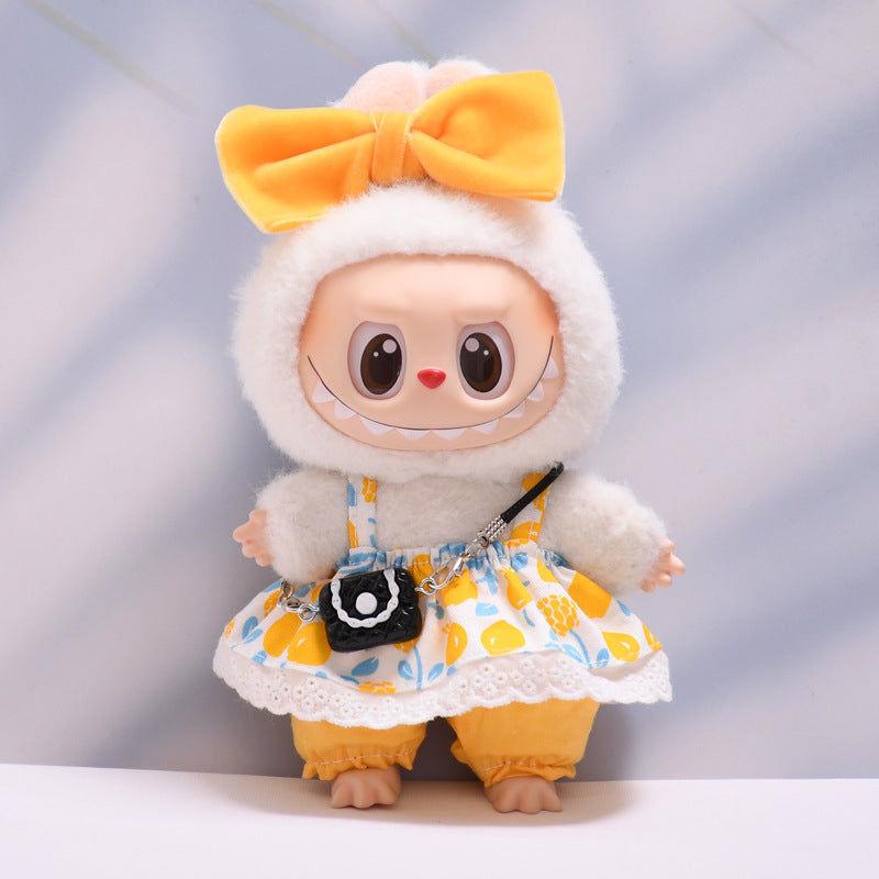 Baby Clothes Only] First, Second and Third Generation Pendants Labub Bow Small Flower Skirt Pants Suit Labub Replacement Baby Clothes