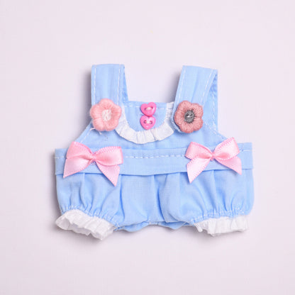 Labubu Doll Bow Overalls Outfit - Blue, Pink, White, Brown