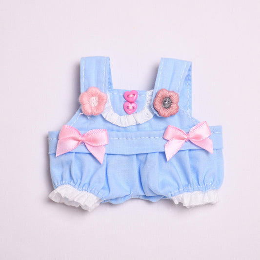 Labubu Doll Bow Overalls Outfit - Blue, Pink, White, Brown