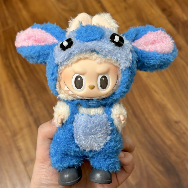 [Only Clothes] 17cm Blind Box Labubu Handmade Frog Piggy Stuffed Christmas Suit Labubu Hanging