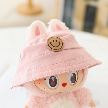 The first and second generation labubu sit party doll clothes the third generation cola vinyl blind box clothes fisherman hat suspenders pants suit