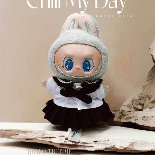 Labubu Doll JK Uniform Outfit - Black, Pink, Blue