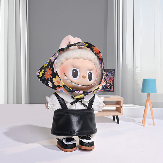 Labubu Doll Outfit 17cm - Collar Shirt & Leather Skirt Set