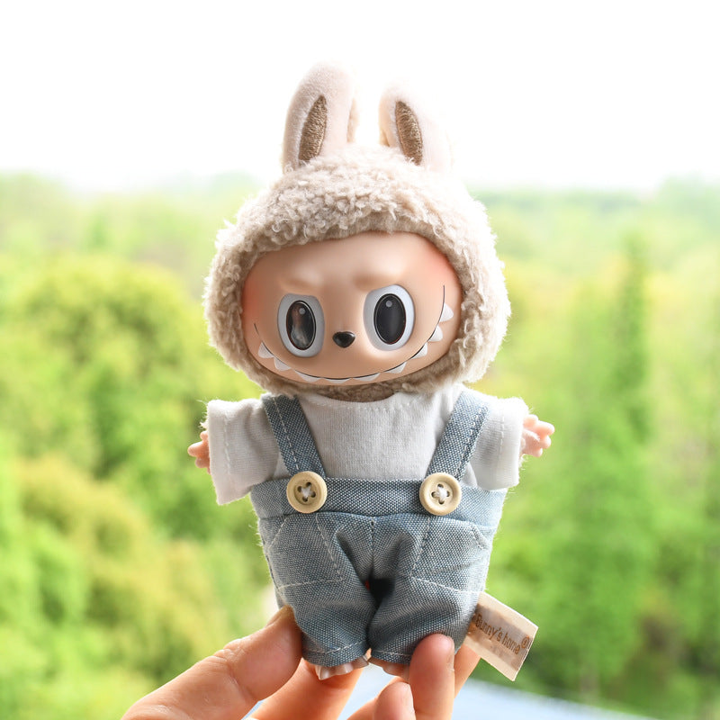Only baby clothes] 17cm blind box cloth hanging clothes bear corduroy suspenders pants T-shirt key chain baby clothes