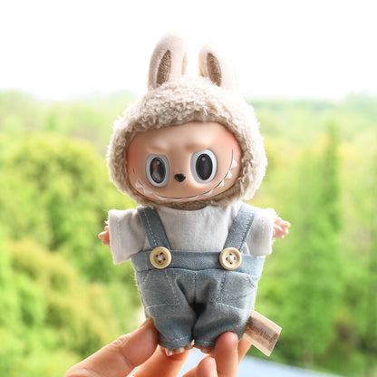 Only baby clothes] 17cm blind box cloth hanging clothes bear corduroy suspenders pants T-shirt key chain baby clothes