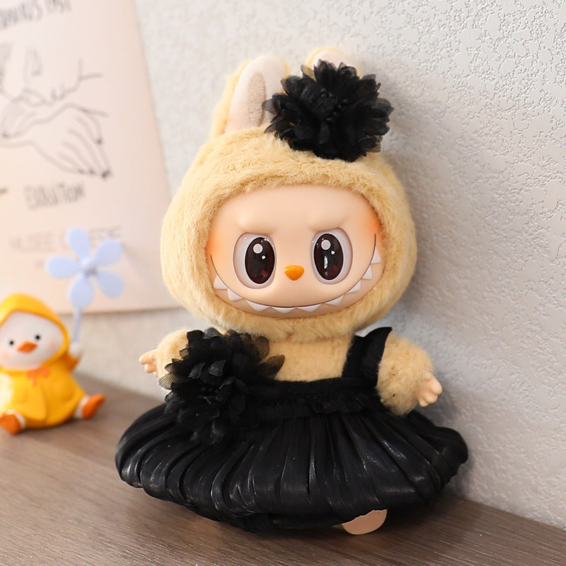 The first and second generation labubu labubu sit party vinyl doll blind box pendant doll clothes for wedding dress skirt