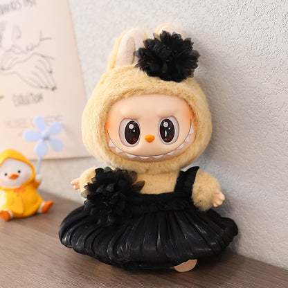 The first and second generation labubu labubu sit party vinyl doll blind box pendant doll clothes for wedding dress skirt