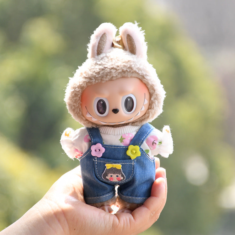 Only baby clothes] 17cm blind box cloth hanging clothes bear corduroy suspenders pants T-shirt key chain baby clothes