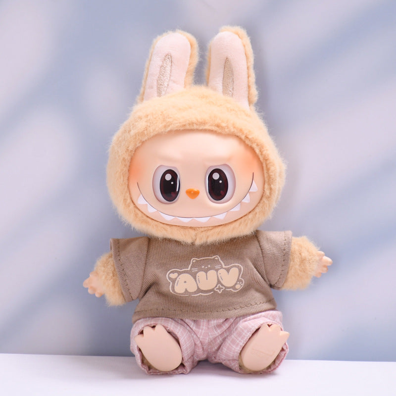 Only clothes] the first and second generation of cloth pendant plaid suspenders suit vinyl Labubu baby clothes