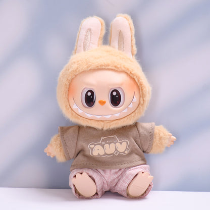Only clothes] the first and second generation of cloth pendant plaid suspenders suit vinyl Labubu baby clothes