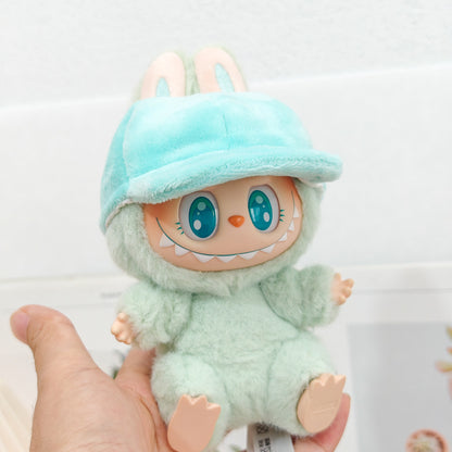 Labubu Doll Outfit - Bunny Pink & Cloud Blue Sweatshirt with Peaked Cap & Accessories