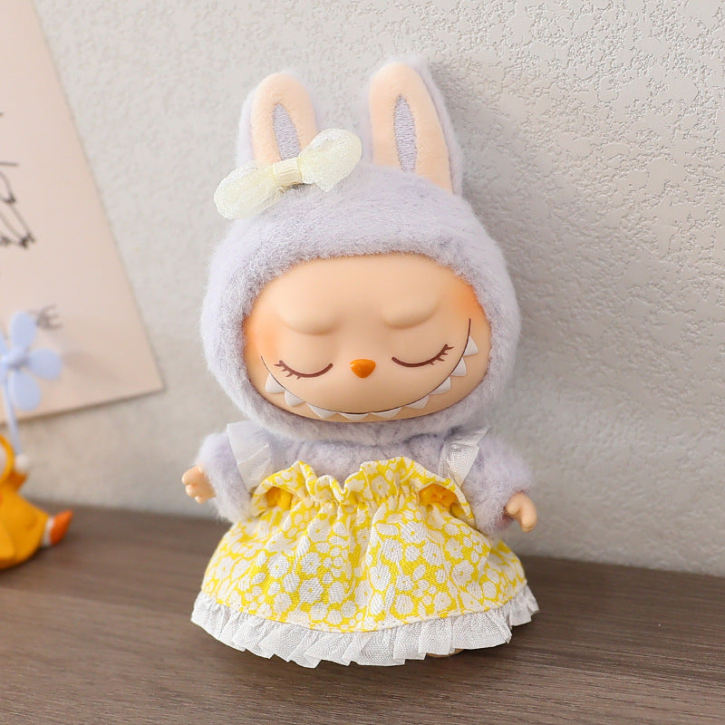 The first and second generation labubu labubu sit party vinyl doll blind box pendant doll clothes for wedding dress skirt