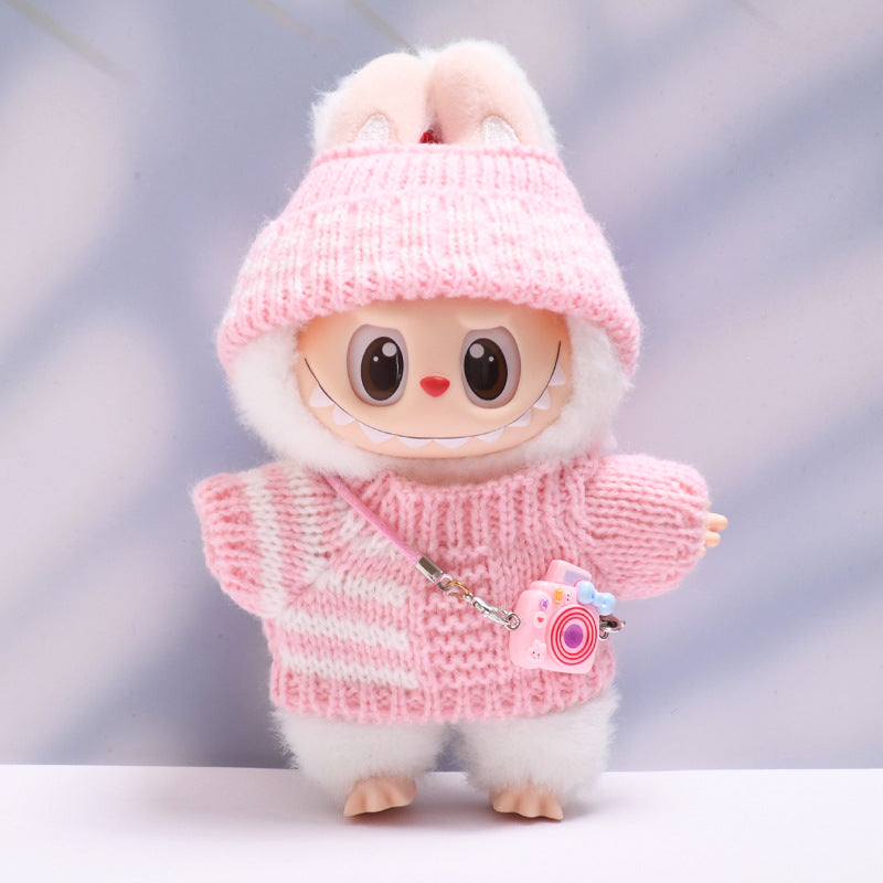 Labubu Doll Striped Sweater & Hat Outfit for 1st & 2nd Gen Pendants