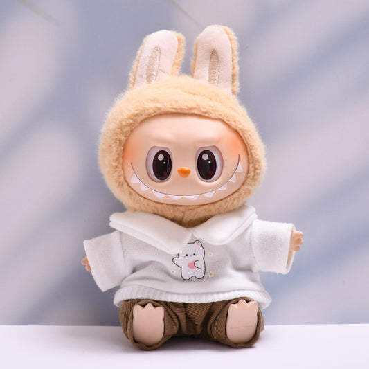 Labubu Doll Baby Clothes Outfit - White T-Shirt & Pants Suit Set
