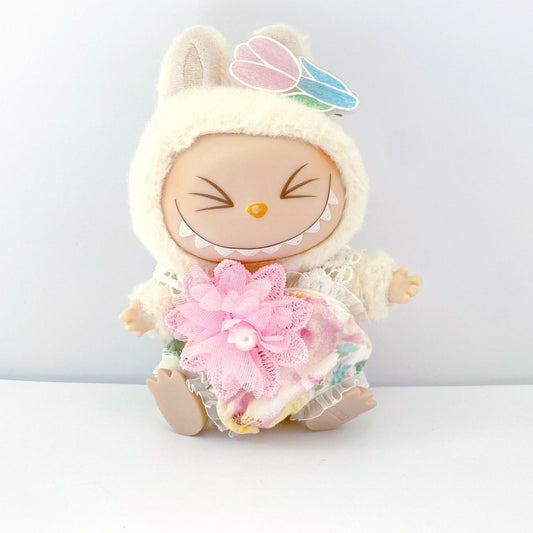 Labubu Doll Flower Jumpsuit Outfit - Pink & Blue Baby Clothes