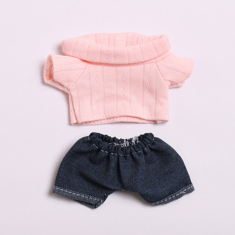 Labubu Doll Clothes - 17cm Casual T-Shirt & Jeans Outfit for Vinyl Dolls