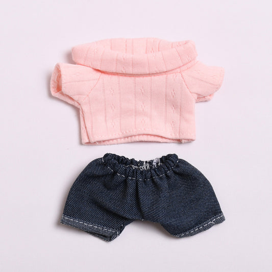 Labubu Doll Clothes - 17cm Casual T-Shirt & Jeans Outfit for Vinyl Dolls