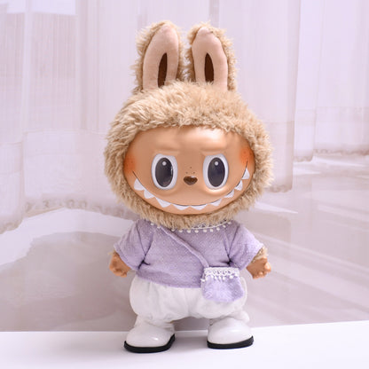 Labubu Doll Knitted Suit with Four-Petal Flower for 38cm Vinyl Doll
