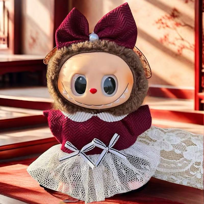 Wholesale labubu labubo doll clothes 17cm blind box pendant one or two generation vinyl doll replacement clothes suit