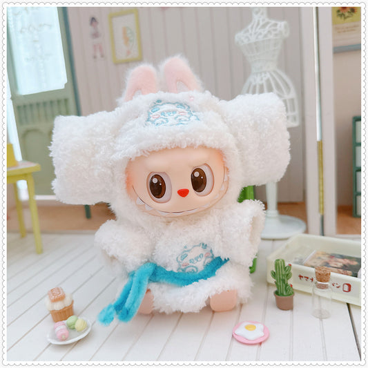 One, two and three generations of labubu17cm cloth cloth doll 10cm cotton doll comfortable sweat steaming bathrobe pajamas