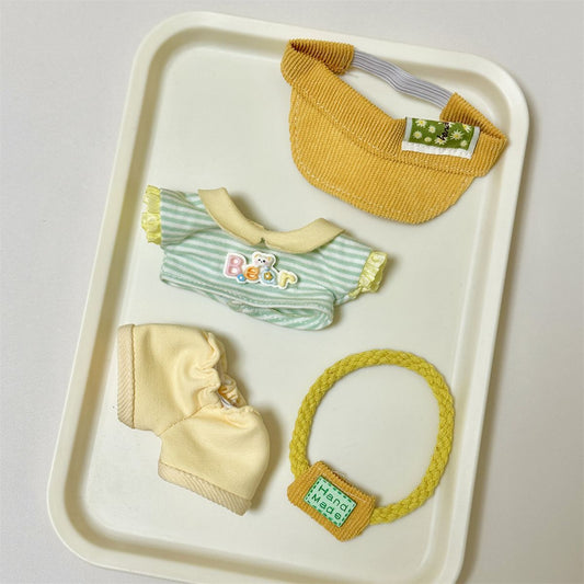 17cm Labubu Doll Summer Outfit Set with Hat, Top, Pants & Bag
