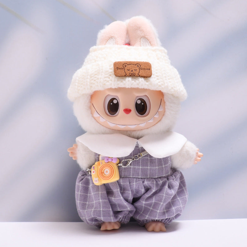 Only baby clothes] one or two generation pendant labubu clothes plaid suspenders camera suit labubu baby clothes