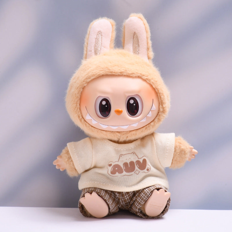 Only clothes] the first and second generation of cloth pendant plaid suspenders suit vinyl Labubu baby clothes