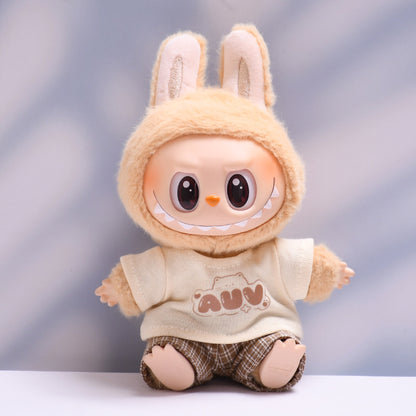 Only clothes] the first and second generation of cloth pendant plaid suspenders suit vinyl Labubu baby clothes