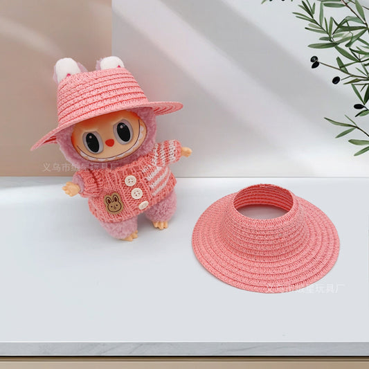 Labubu Empty Top Open Straw Hat Woven Hat Party Clothing Accessories Pastoral Style Labubu Doll Clothes Decorative Matching
