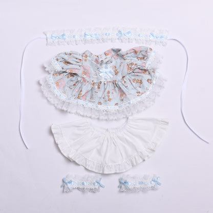 Labubu Doll Lolita Outfit for 38cm Vinyl Doll - Black, Pink, Blue