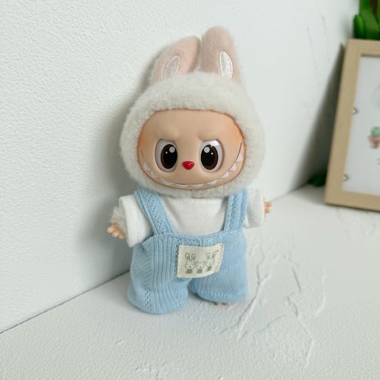 Clothes Only] 17cm Labubu Pendant Couple T-Shirt Overalls Skirt Clothing Accessories Blind Box Doll Clothes