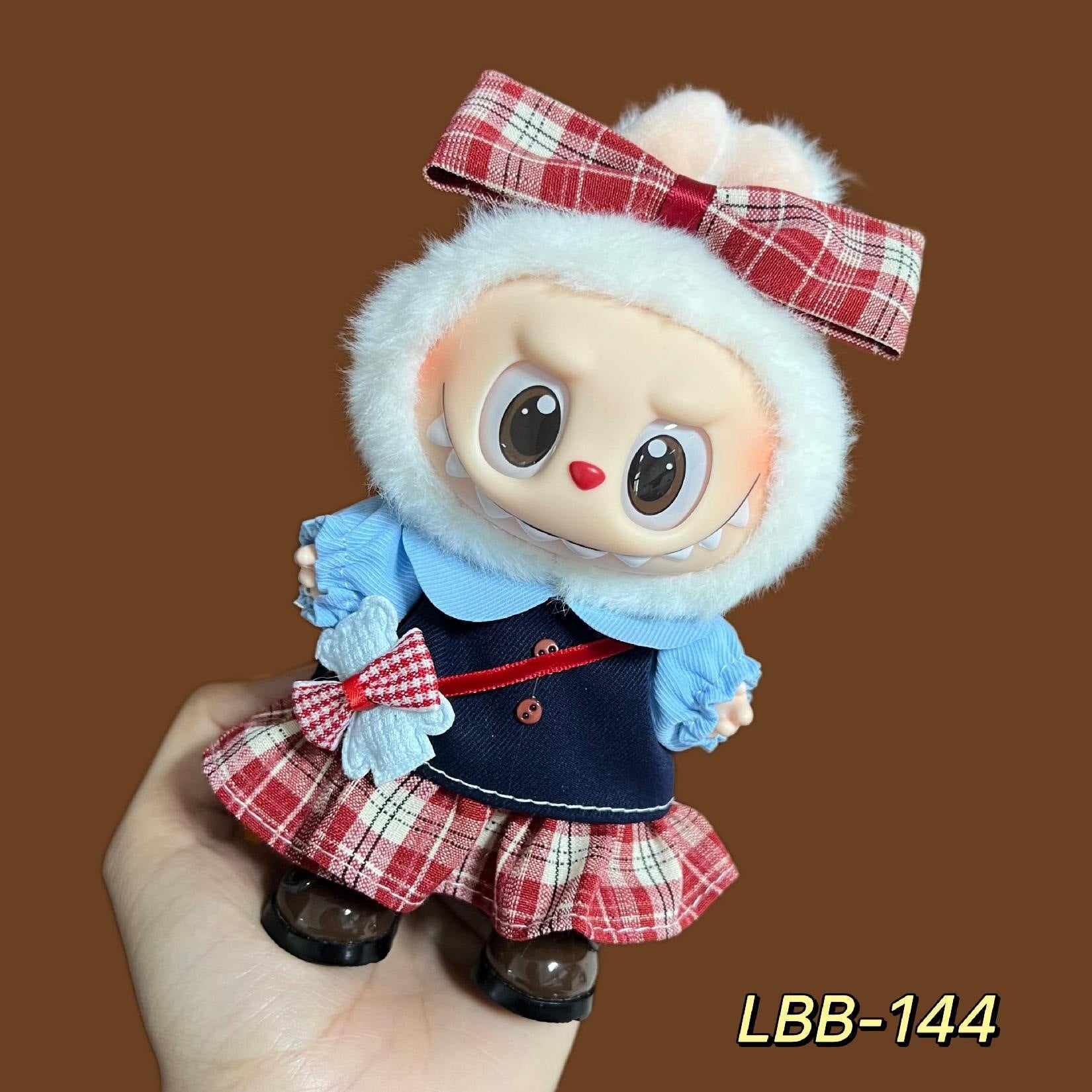 [Only Clothes] 17cm Blind Box Labubu Handmade Frog Piggy Stuffed Christmas Suit Labubu Hanging