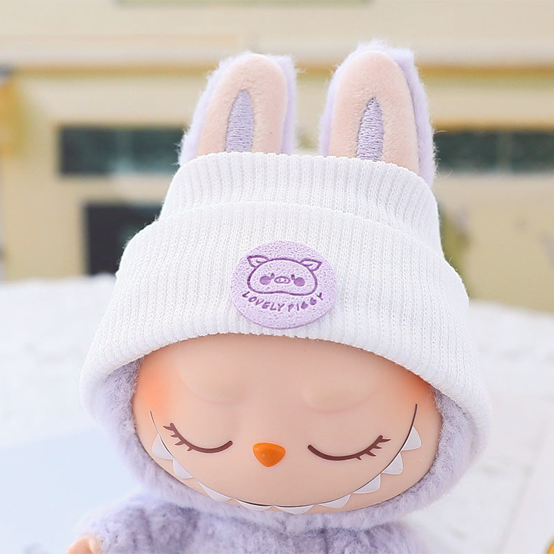 Only clothes labubu knitted wool hat labubu pendant sitting party doll clothes for the second generation