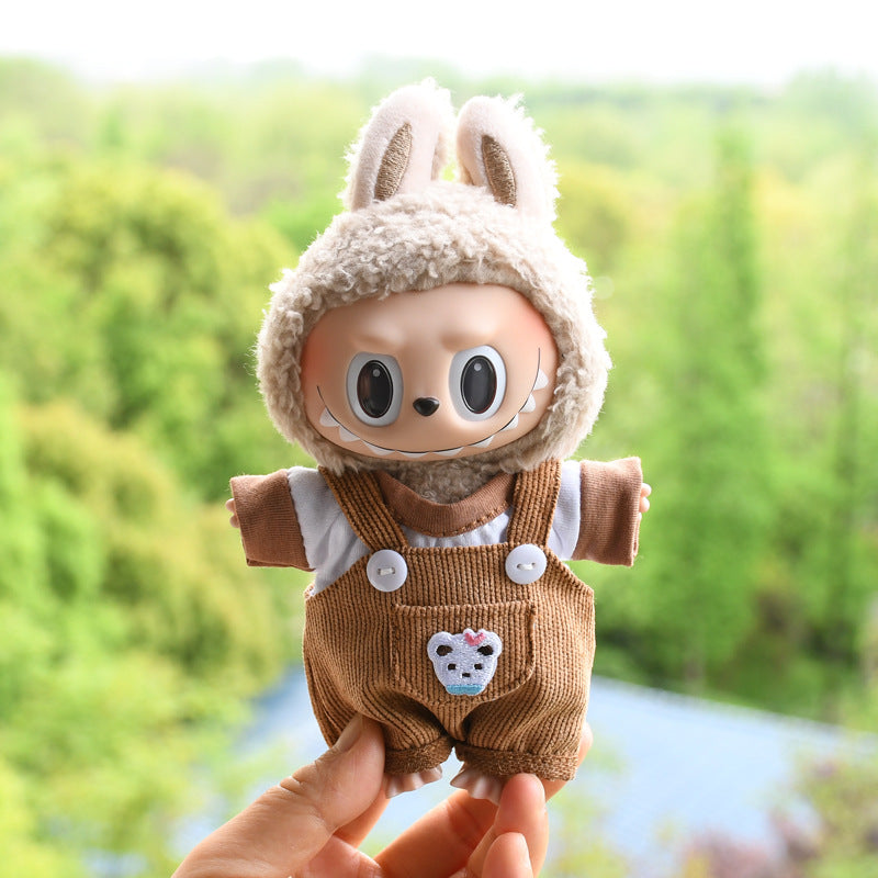 Only baby clothes] 17cm blind box cloth hanging clothes bear corduroy suspenders pants T-shirt key chain baby clothes