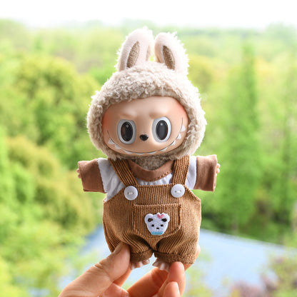 Only baby clothes] 17cm blind box cloth hanging clothes bear corduroy suspenders pants T-shirt key chain baby clothes