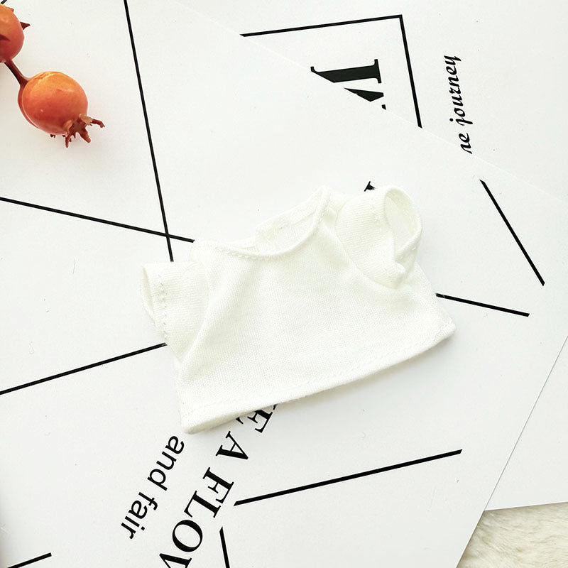 Clothes Only] 17cm Pendant Labubu Clothes Cat t Camellia Straw Hat Suit Labubu Doll Clothes