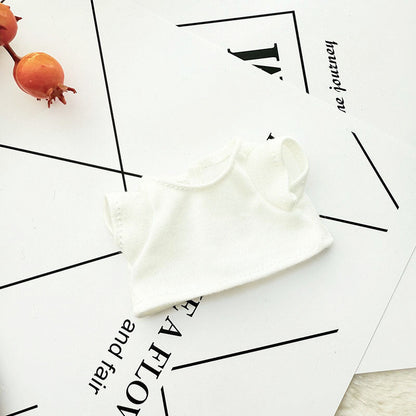 Clothes Only] 17cm Pendant Labubu Clothes Cat t Camellia Straw Hat Suit Labubu Doll Clothes