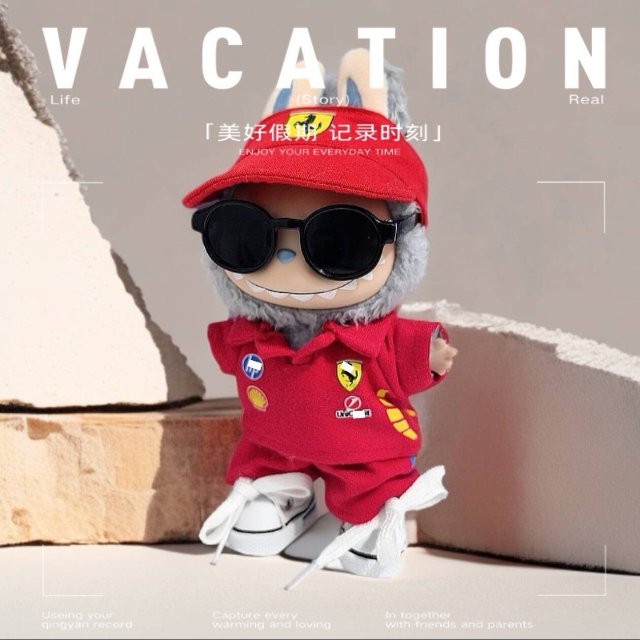 Labubu Doll Outfit - Farah & Red N Three-Piece Set for 15-17cm Dolls