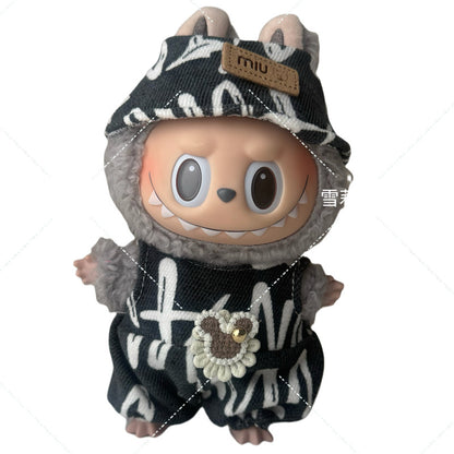 Labubu Doll Outfit - 17cm Baby Clothes with Straw Hat & Sling Dress