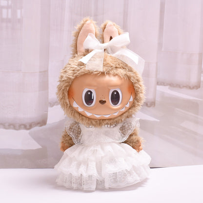 Only clothes] 38cm pull cloth plush doll wear for clothes pearl wedding dress labubu change doll dress