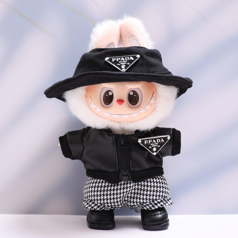 Only clothes] one or two generation pendant cloth cloth clothes black jacket coat houndstooth skirt LABUBU doll clothes