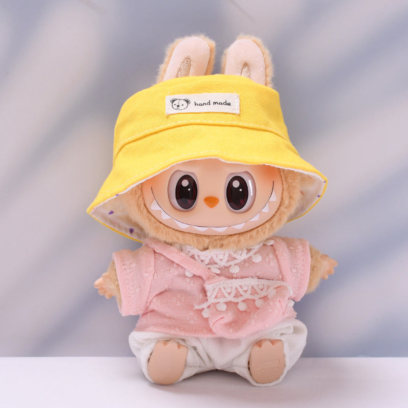 Labubu Doll Knitted Outfit with Four-Petal Flower - Pink & Purple