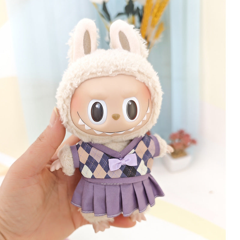 Creative British Style Couple Clothes Suitable for 17cm Pendant Rab Cloth Keychain Pendant Doll Clothes Dress for Doll